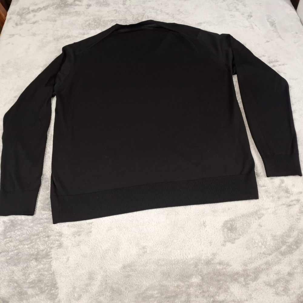 PRADA Women's  navy wool long sleeve V-neck classic sweater IT48  small - Picture 4 of 16